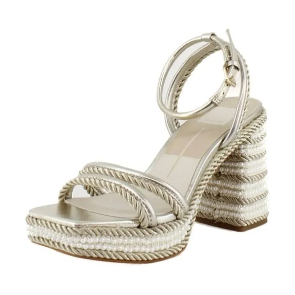 Dolce Vita Women's Agnes Pearl Beaded Platform Dress Sandals NWT size 10 - Picture 8 of 10